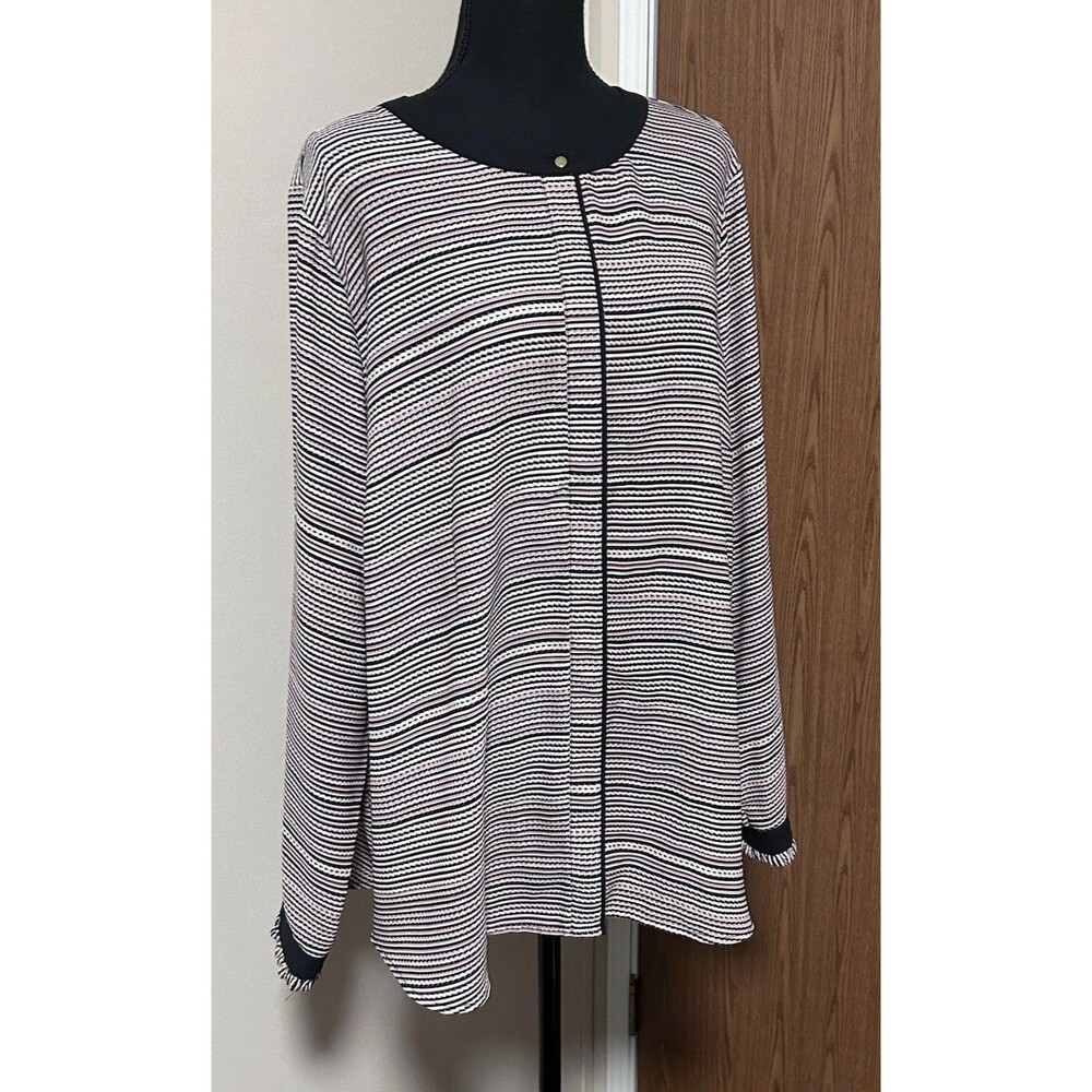Sz 2x Liz Claiborne Blouse Lightweight Button Down Long Sleeve Career Stripe